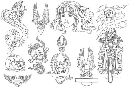 Контурные тату эскизы