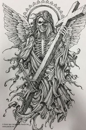 Череп с крыльями эскиз