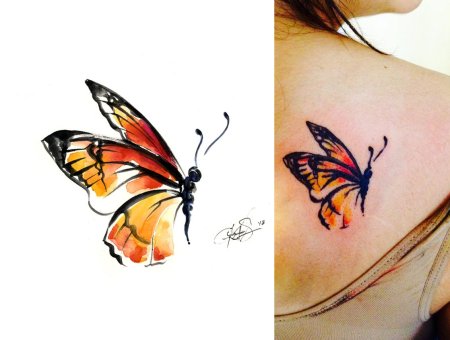 Тату бабочки эскизы цветные