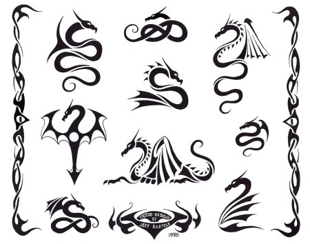 Тату дракон в стиле трайбл