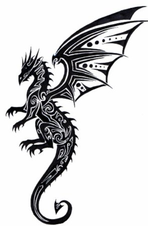 Эскиз тату дракон с крыльями