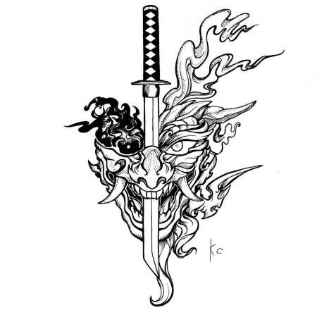 Катана тату эскиз