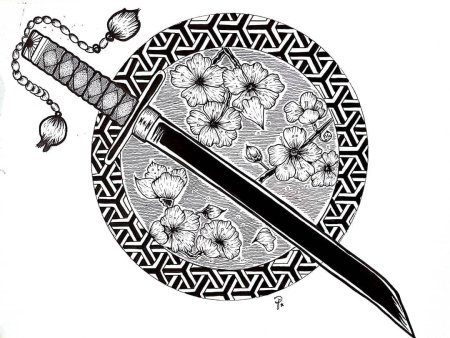 Самурайский меч тату эскиз