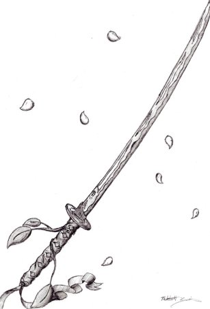 Эскиз катаны для тату