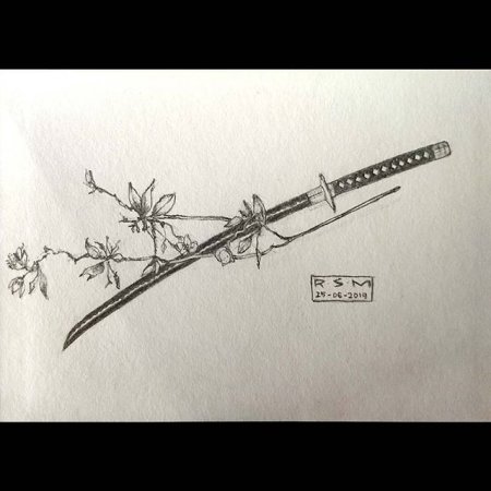 Катана тату эскиз