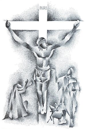 Распятие Иисуса Христа черно белое