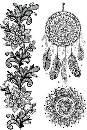 Тату в стиле мехенди эскизы