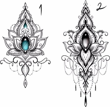 Тату Мандала Лотос эскизы