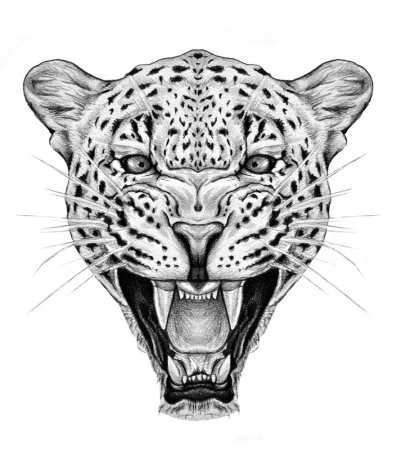 Тату голова леопарда