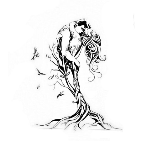 Тату силуэт девушки эскиз