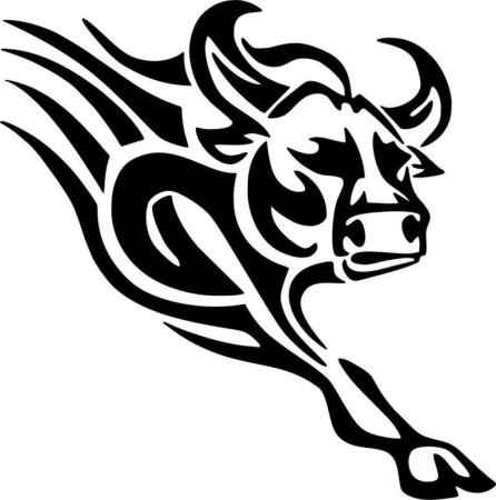 Тату Телец в стиле трайбл