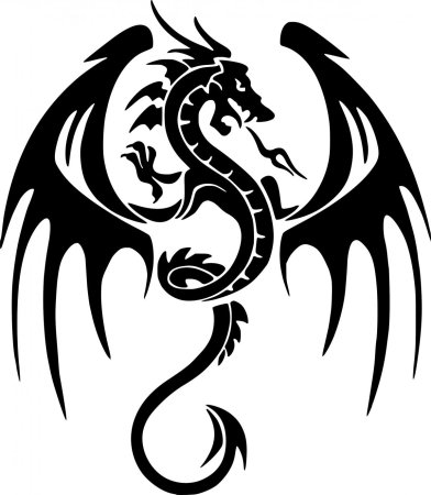 Тату дракона на белом фоне