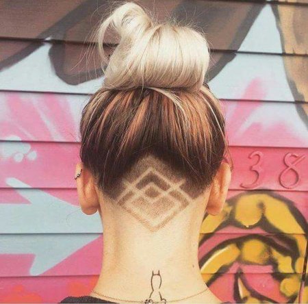 Прическа с выбритым затылком