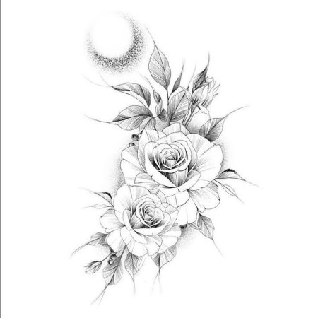Цветы Графика тату эскиз