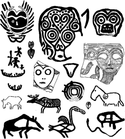 Хакасские петроглифы вектор