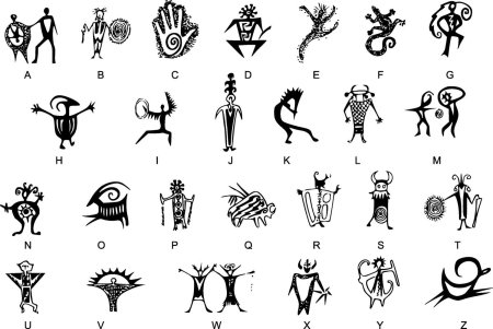 Алтайские петроглифы шаман вектор