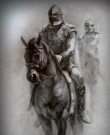 Наброски воин на лошади