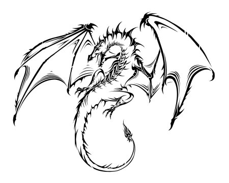 Эскиз тату дракон с крыльями