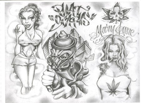 Эскизы тату Чикано для мужчин на ногу