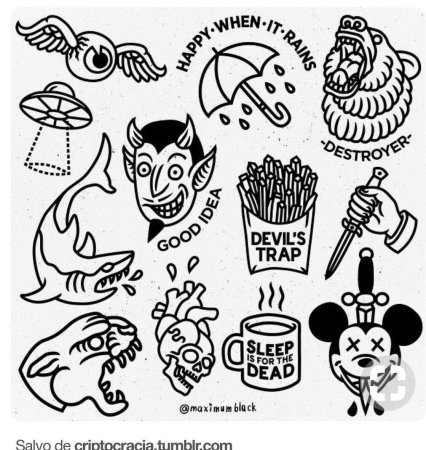 Тату эскизы Олд скул черно белые