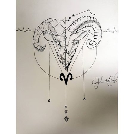 Геометрические тату Овен