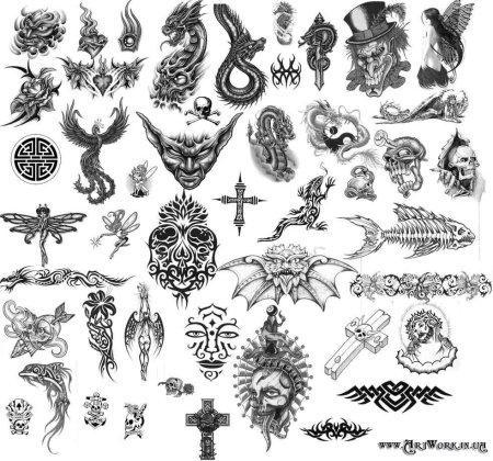 Наброски тату на кисть