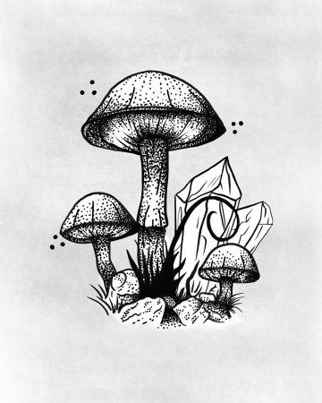 Эскизы грибов тату