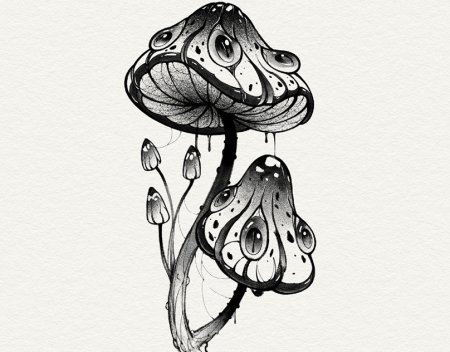 Грибы тату эскиз