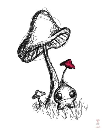 Грибы тату эскиз