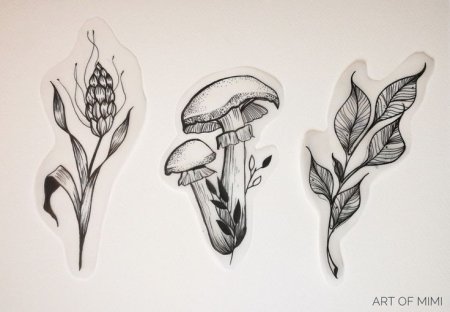 Эскизы грибов тату