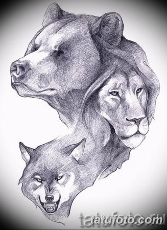 Тату львица и Львенок эскиз