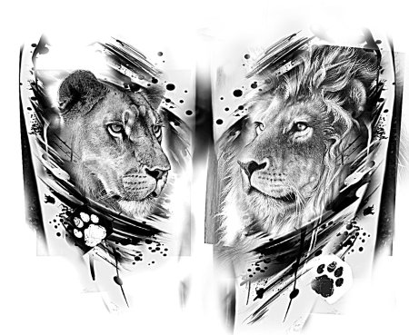 Парные тату львы эскизы