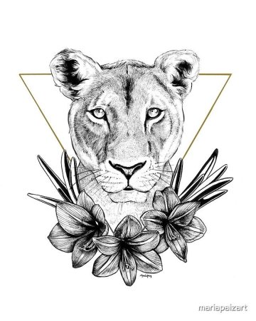 Львица тату эскиз