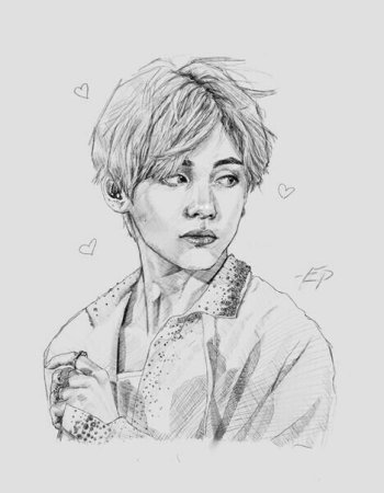 Тэхён БТС карандашом