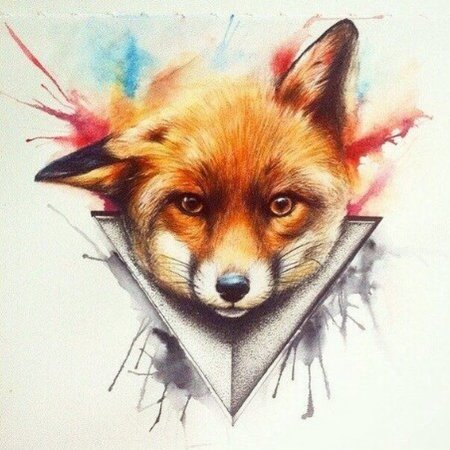 Акварельная лиса эскиз тату