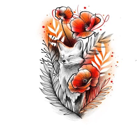 Эскизы тату лисы для девушек