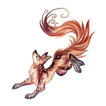 Лис с крыльями тату