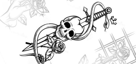 Кинжал тату эскиз