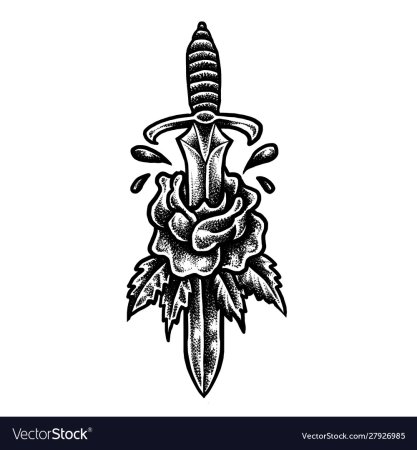 Наколки кинжал со змеей