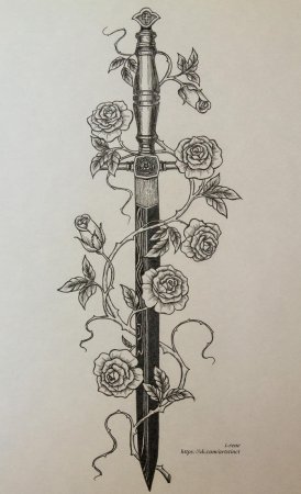 Сердце с кинжалом тату эскиз