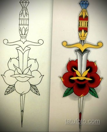 Кинжал тату эскиз