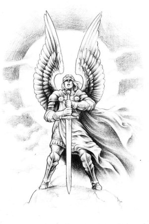 Эскиз Архангела Михаила с мечом