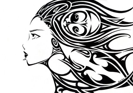 Девушка в стиле трайбл эскиз