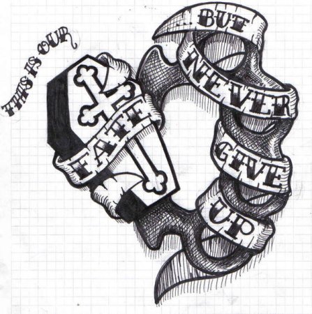 Never give up тату эскиз