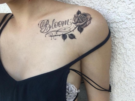 Тату надписи на ключице женские