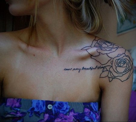 Тату на ключице для девушек надписи