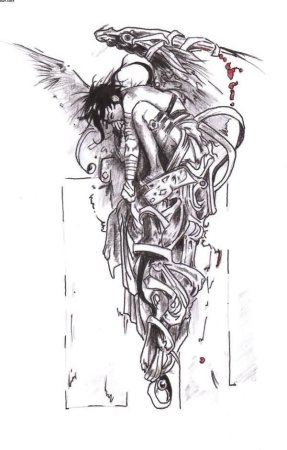 Эскиз ангел в стиле скетч