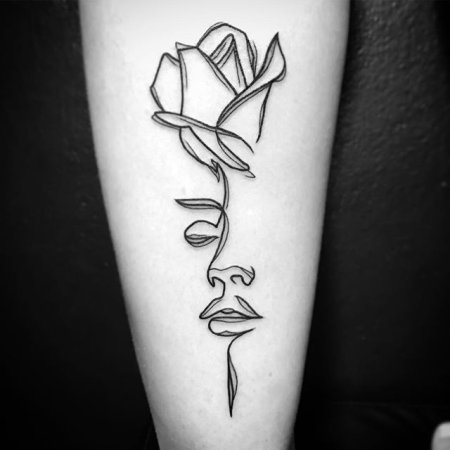 Тату роза одной линией