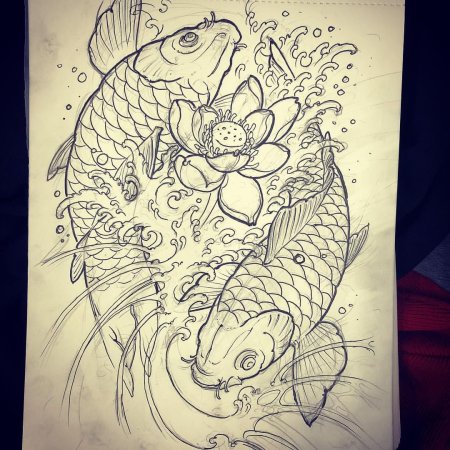 Карп кои risunki tatu