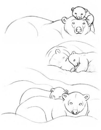 Тату медведь с медвежатами